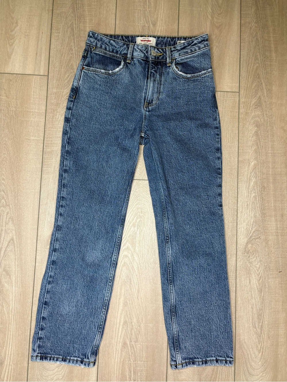 Wrangler High-Rise Rodeo Straight Crop Blue Denim Jeans - Picture 7 of 8